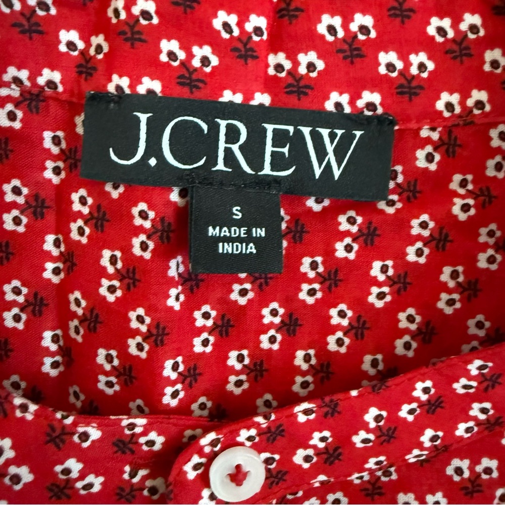 J Crew Flutter Sleeve Red Tiny Floral Print Top Small - Picture 2 of 6